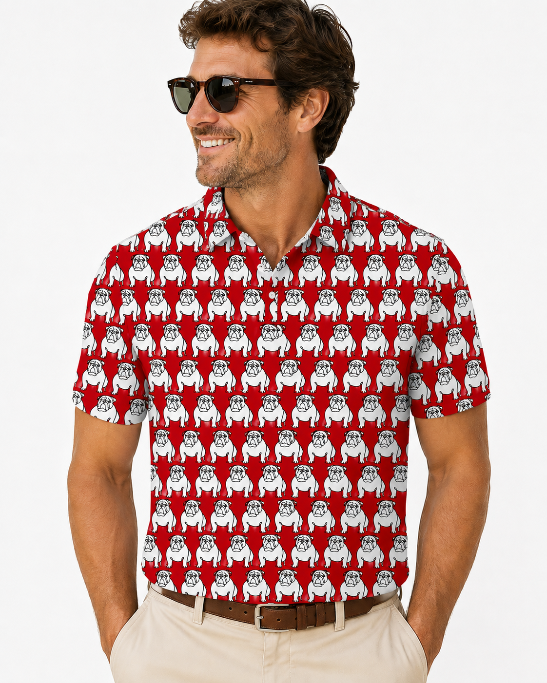 Mens Red and Black Traditions Golf Shirt