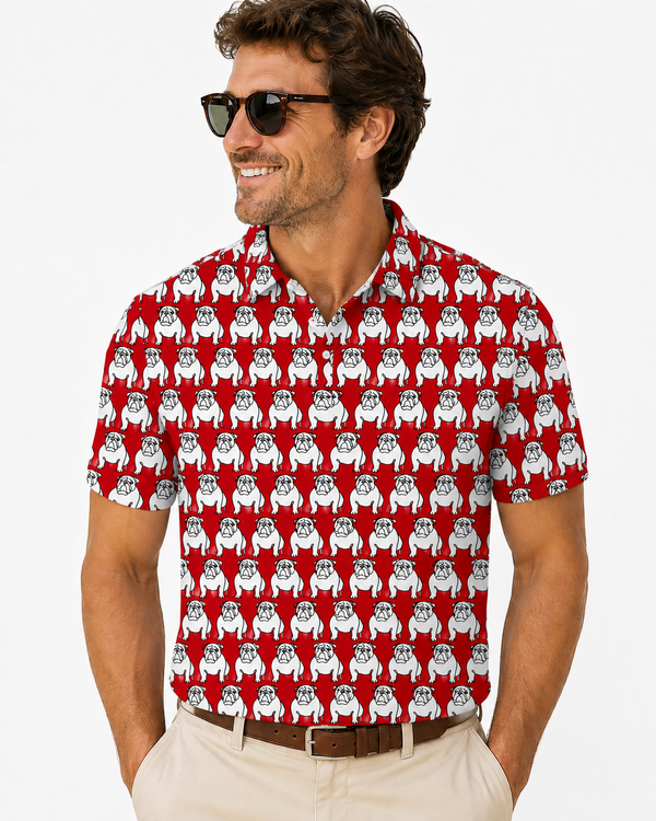 Mens Red and Black Traditions Golf Shirt PREORDER