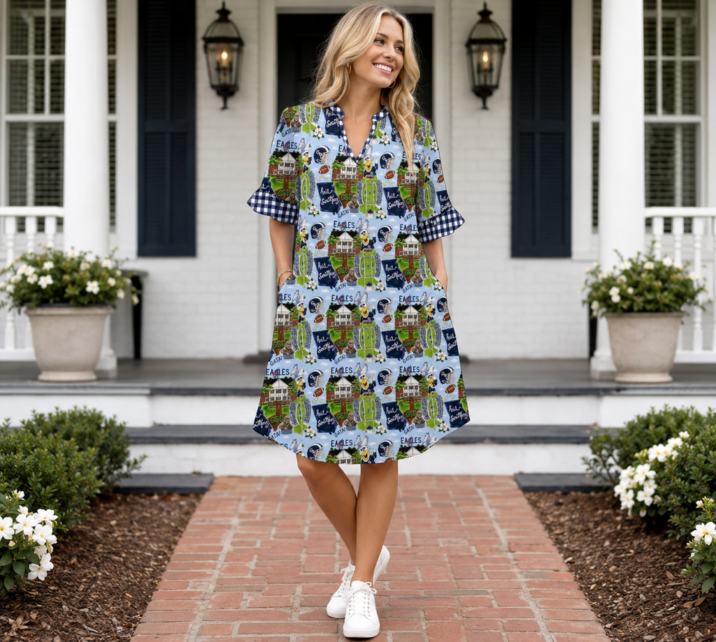 Mandarin Collar Southern Eagles Game Day Dress ***PREORDER