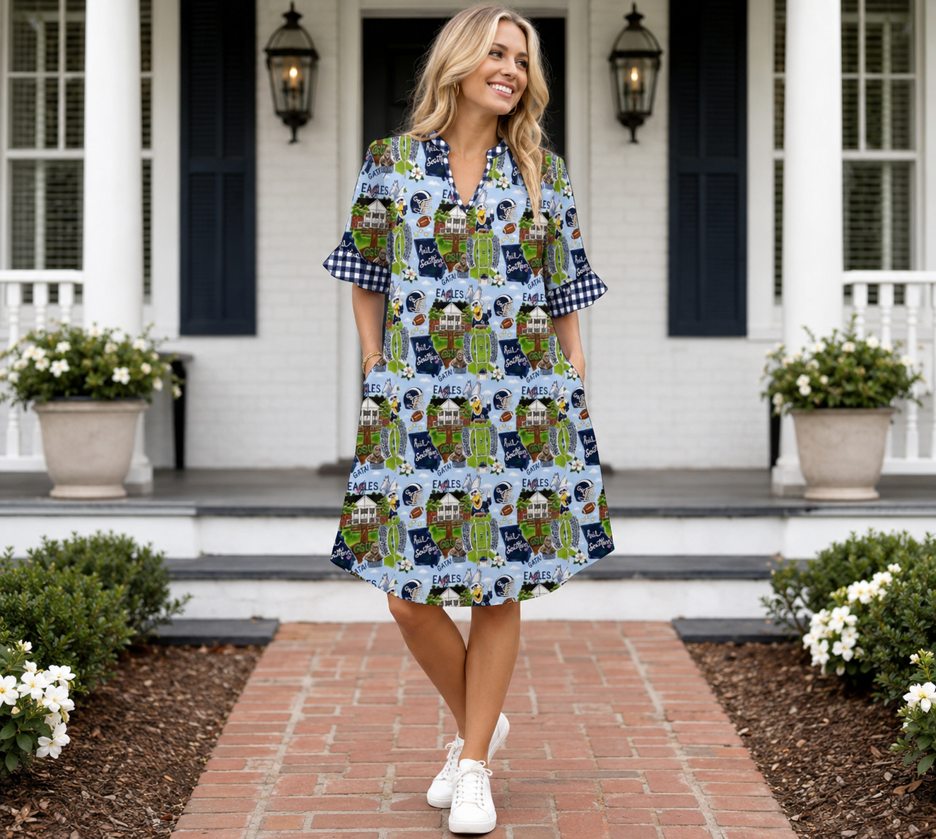 Mandarin Collar Southern Eagles Game Day Dress ***PREORDER