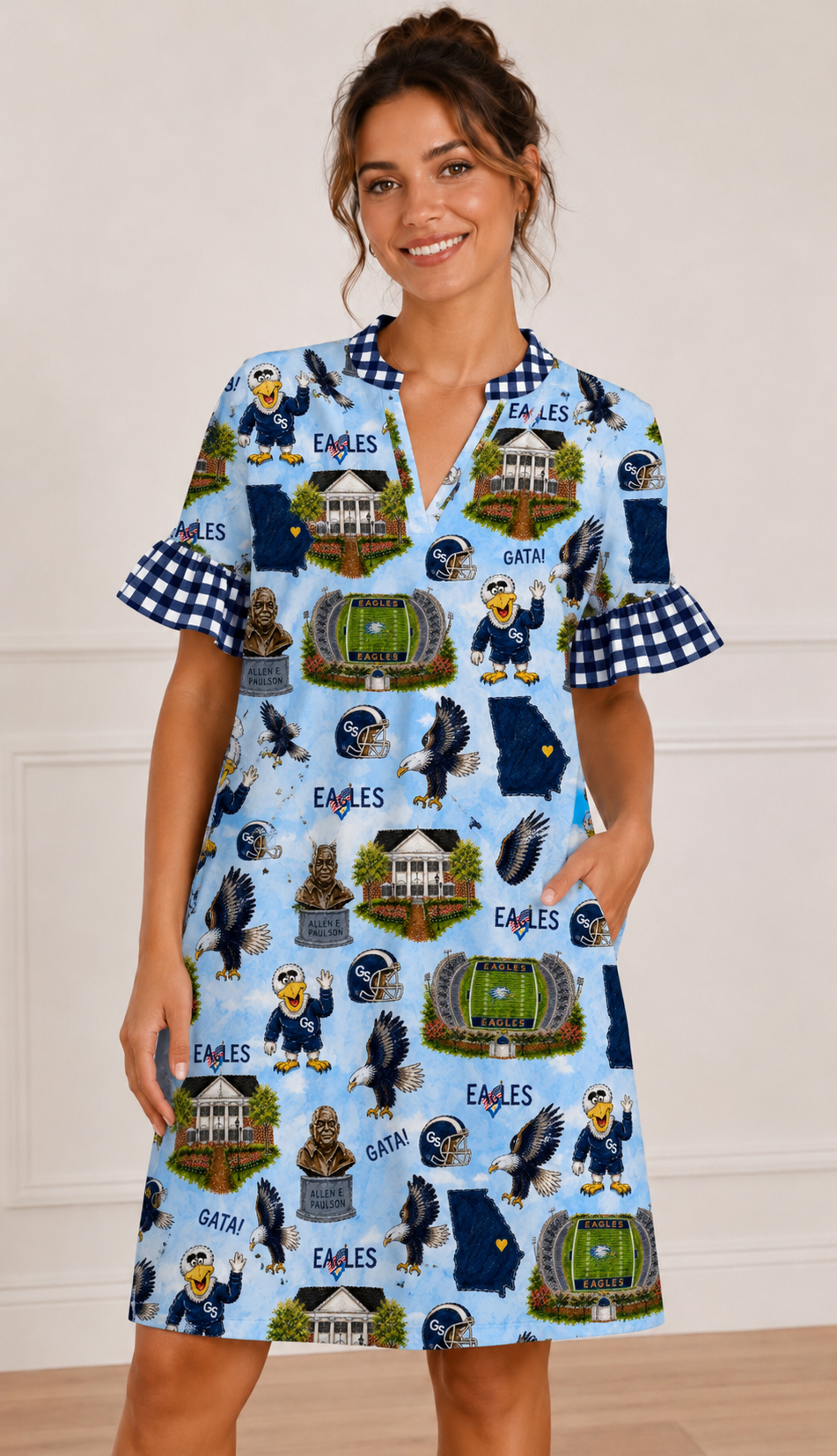Mandarin Collar Southern Eagles Game Day Dress ***PREORDER