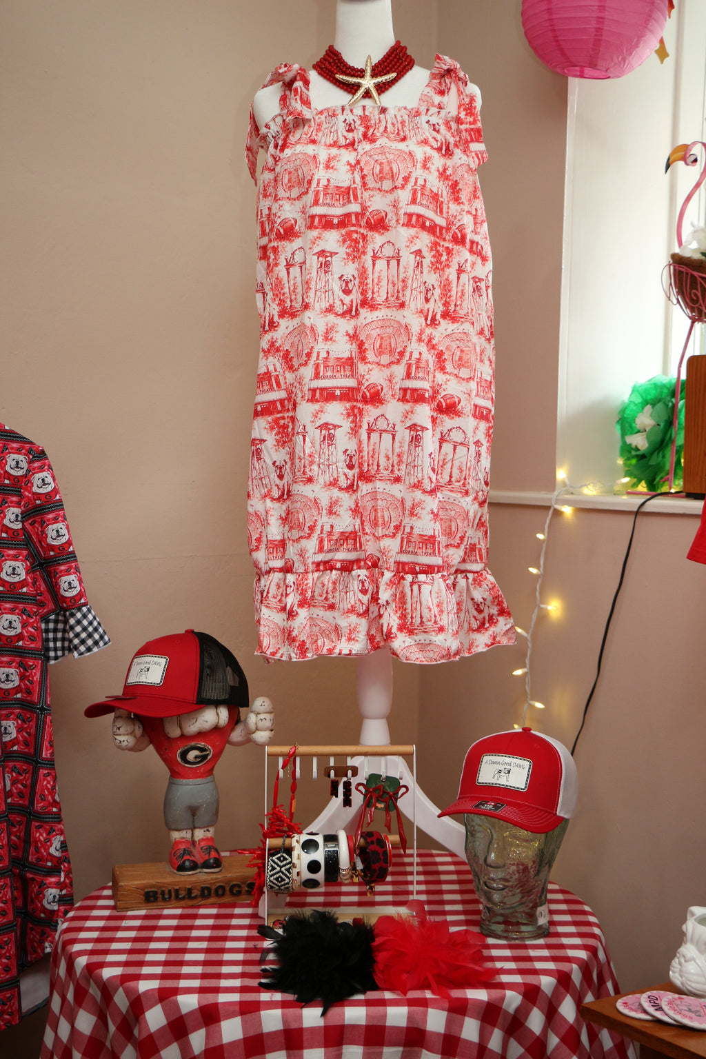 Short Game Day Red and White Gown