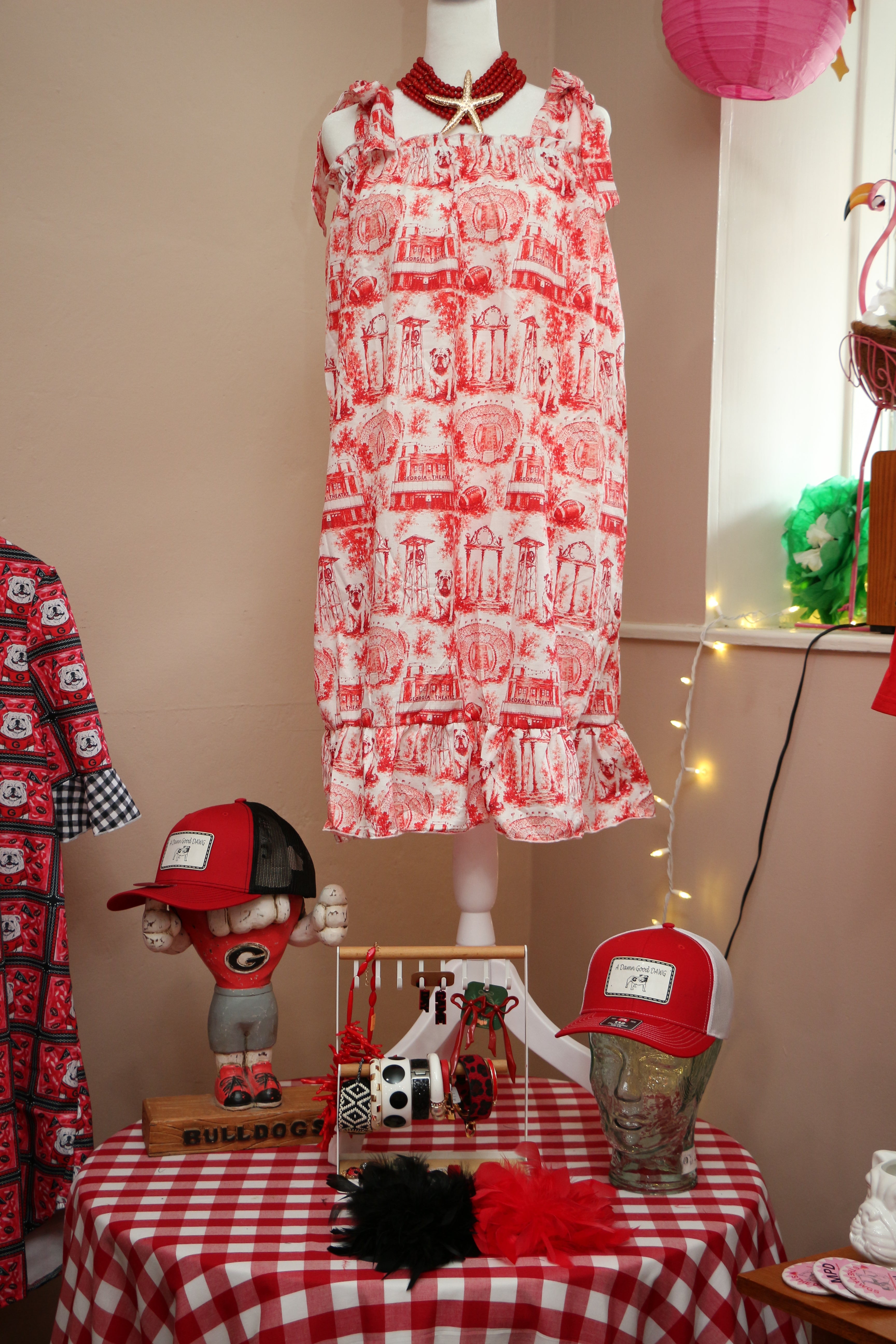 Short Game Day Red and White Gown