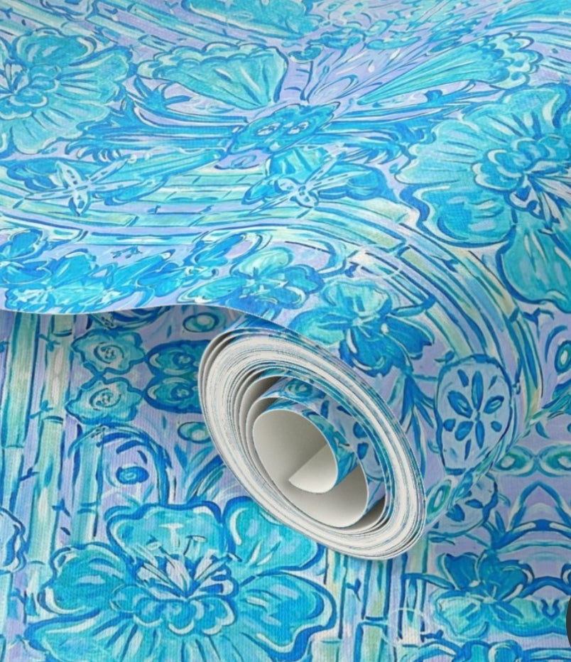 MPD's Blue Hibiscus Dreams Wallpaper (exclusive, by the roll)