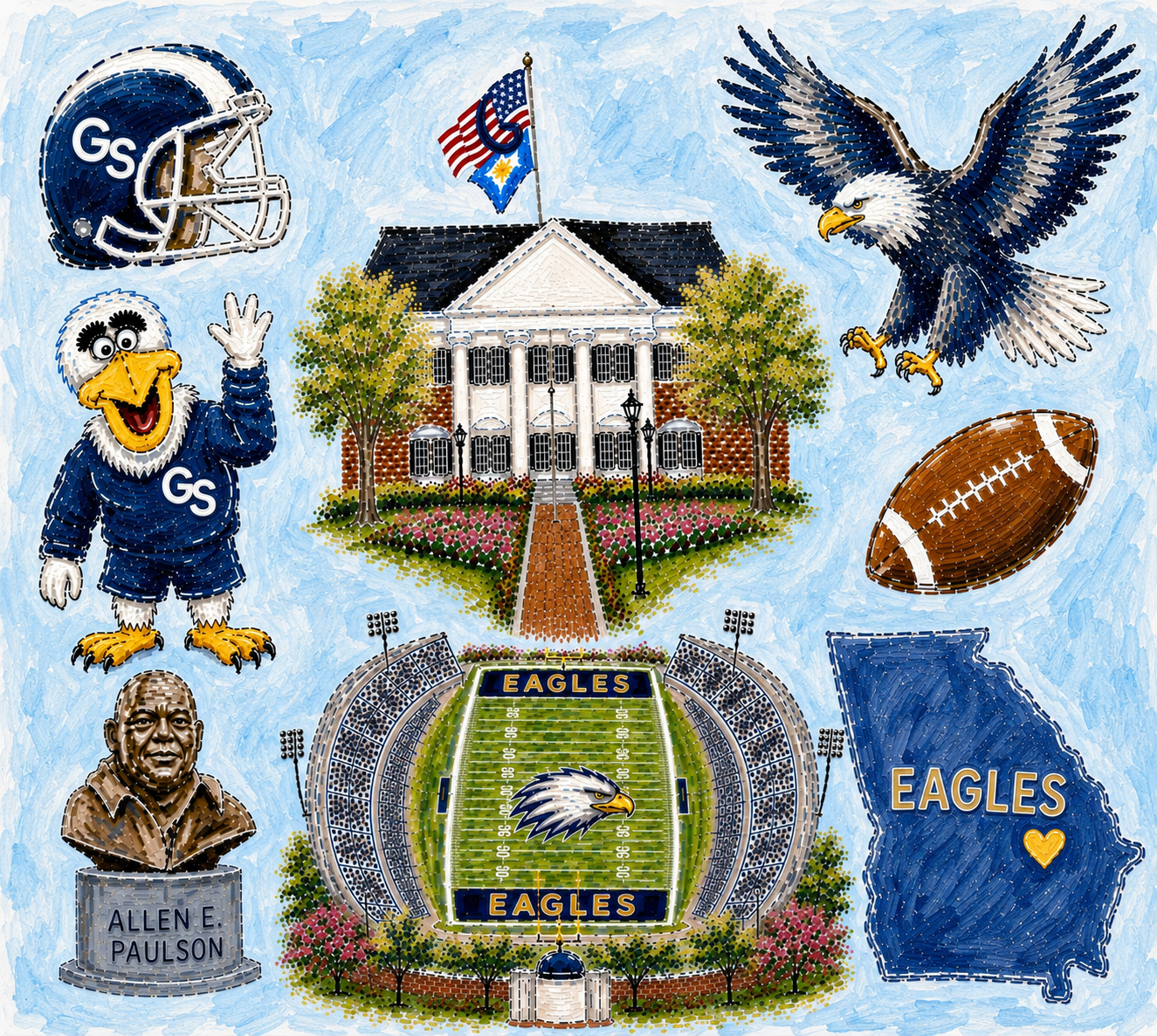Mandarin Collar Southern Eagles Game Day Dress ***PREORDER