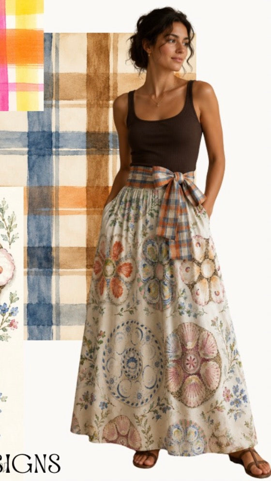 The Hadleigh Skirt in Brown Oyster Plate Fabric Pre Order Summer 2026