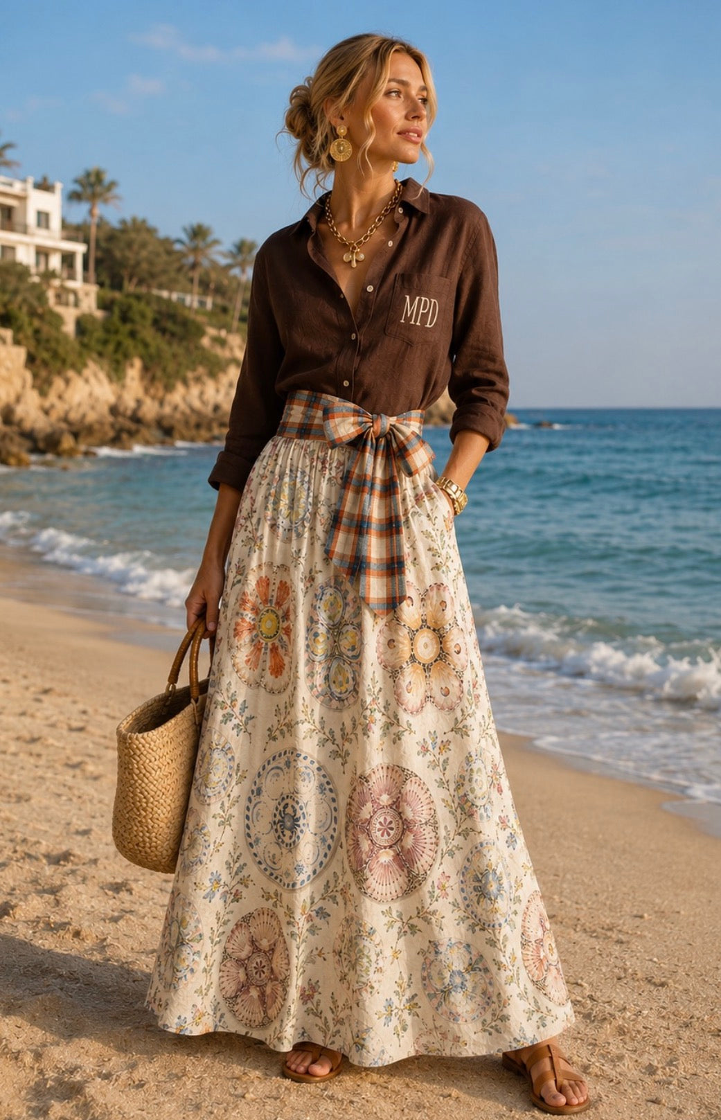 The Hadleigh Skirt in Brown Oyster Plate Fabric Pre Order Summer 2026