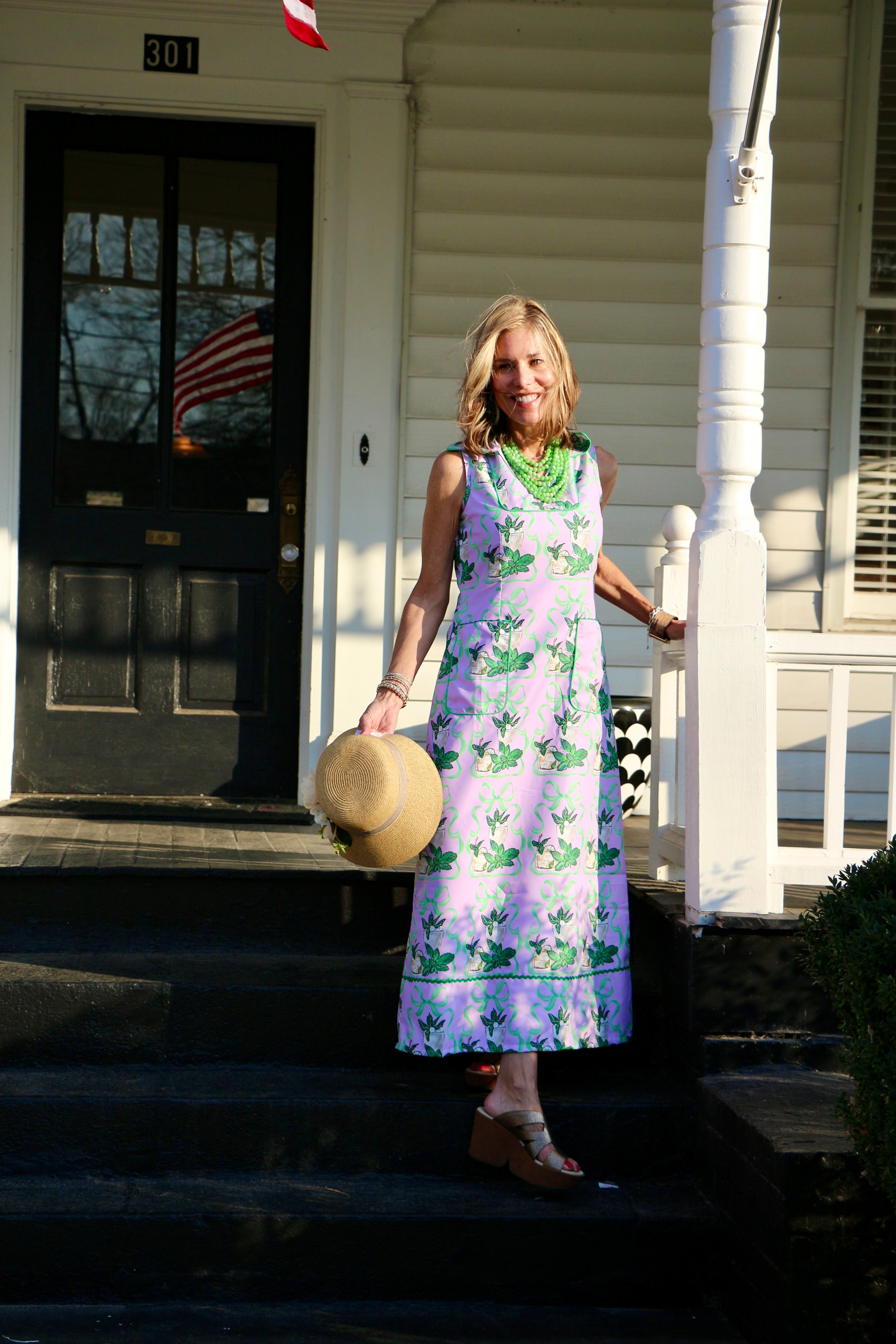 LONG Alix in Kentucky Derby/Mint Julip-One of a Kind Dress-from Mandi Paris Art