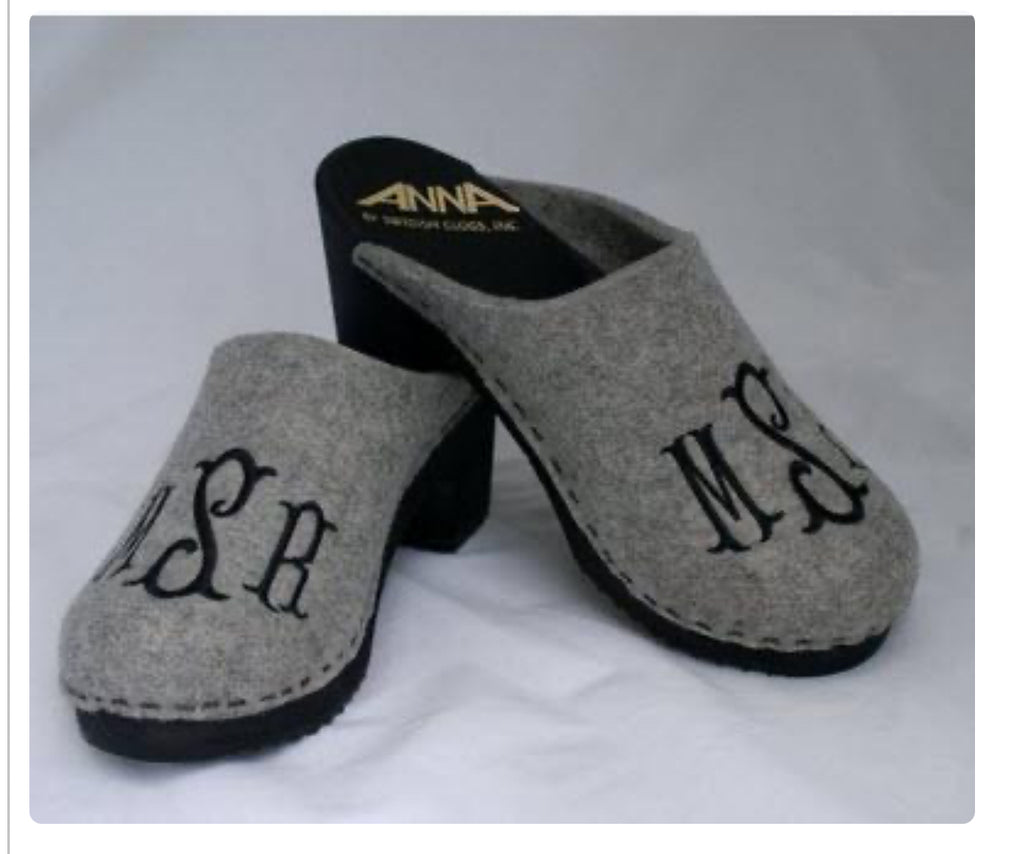Custom Monogrammed Clog (Felt or Leather)