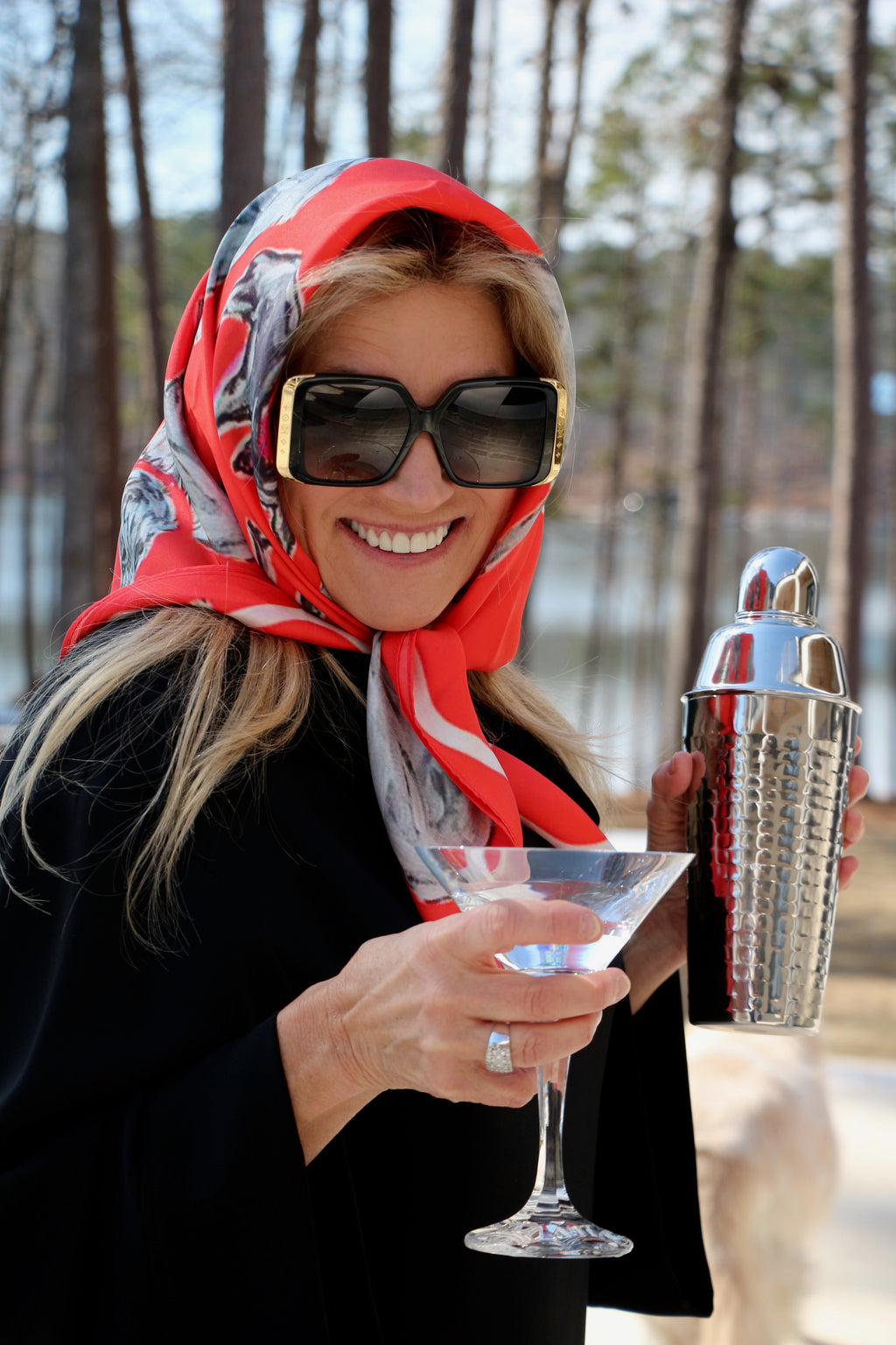 Red and Black 100% SILK SCARF 2026