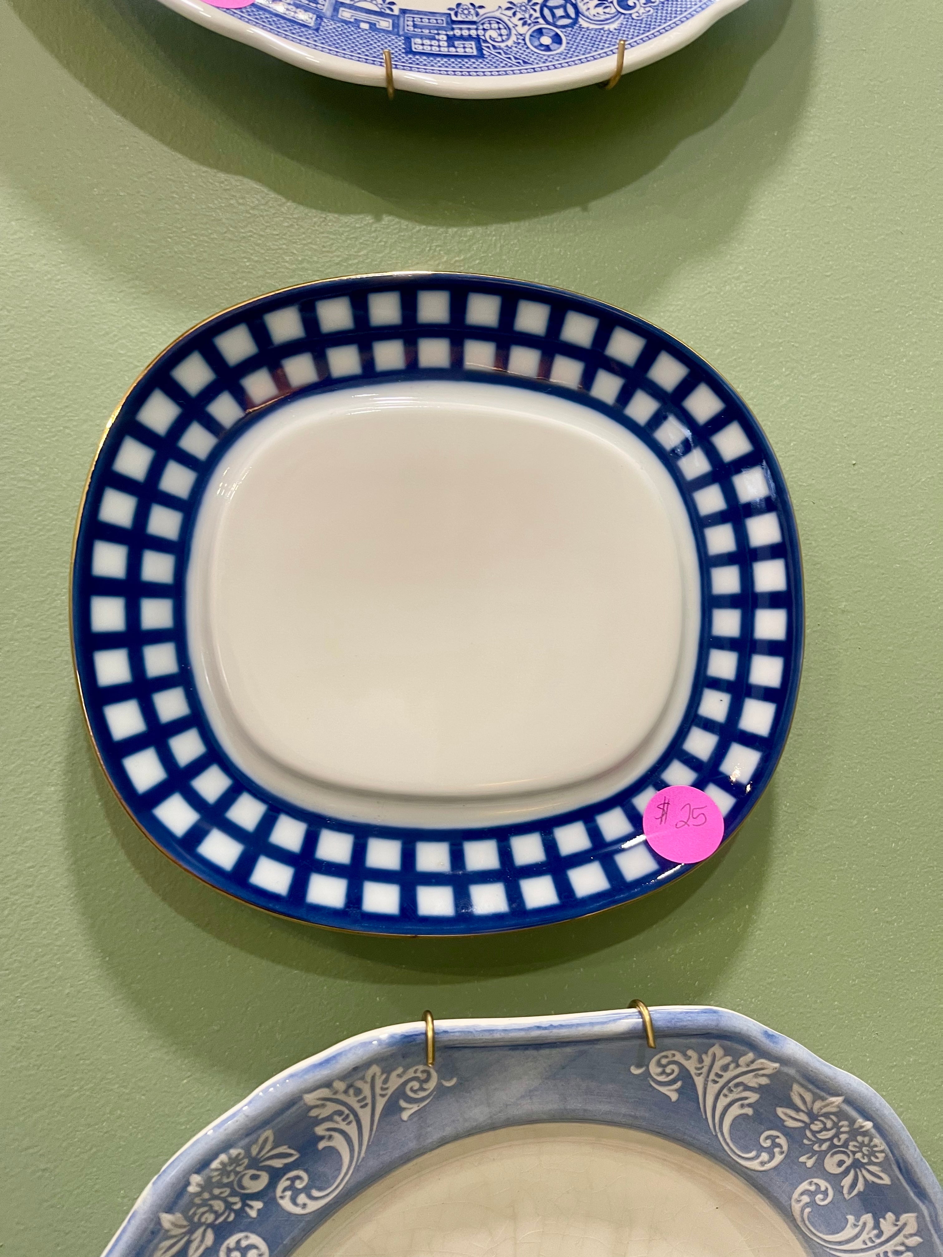 Blue and White Plate (6.3 in X 6.9 in)