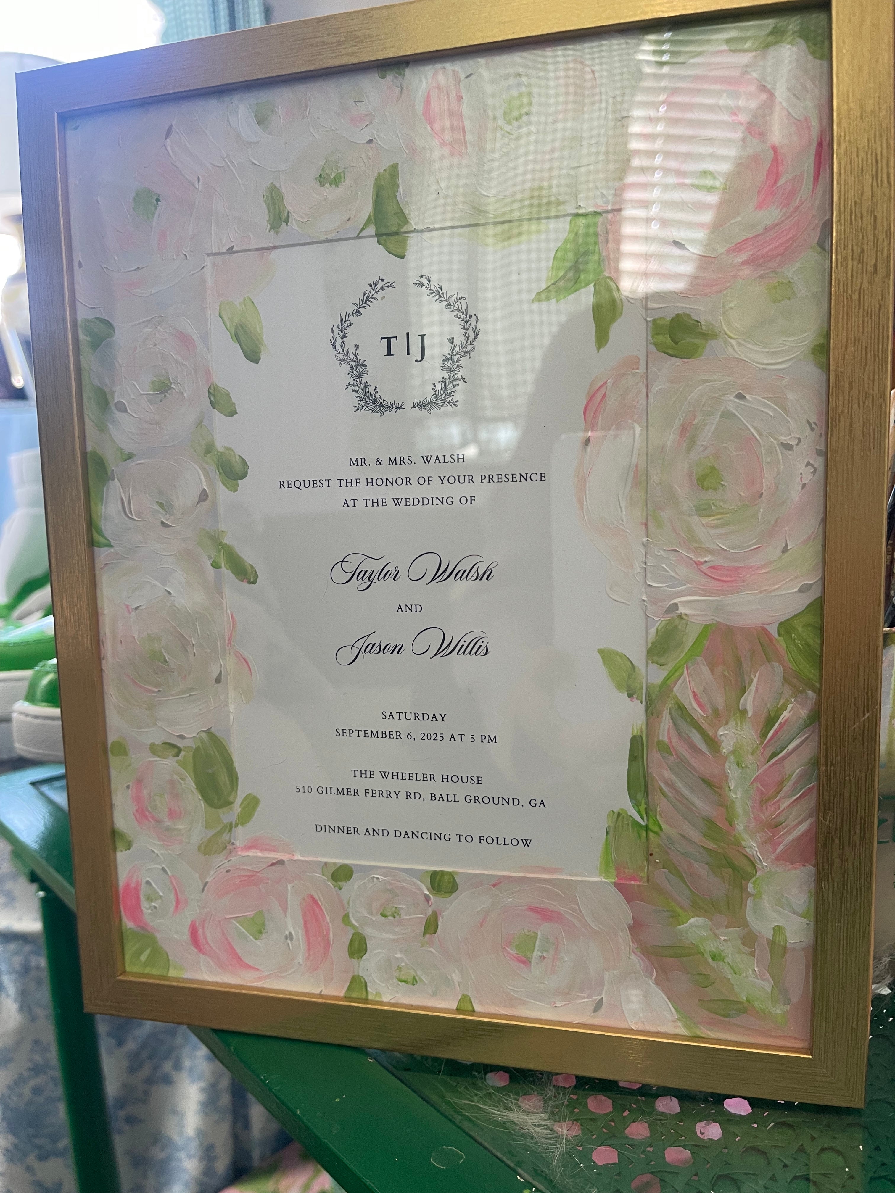 Painted and Framed Wedding Inivitation