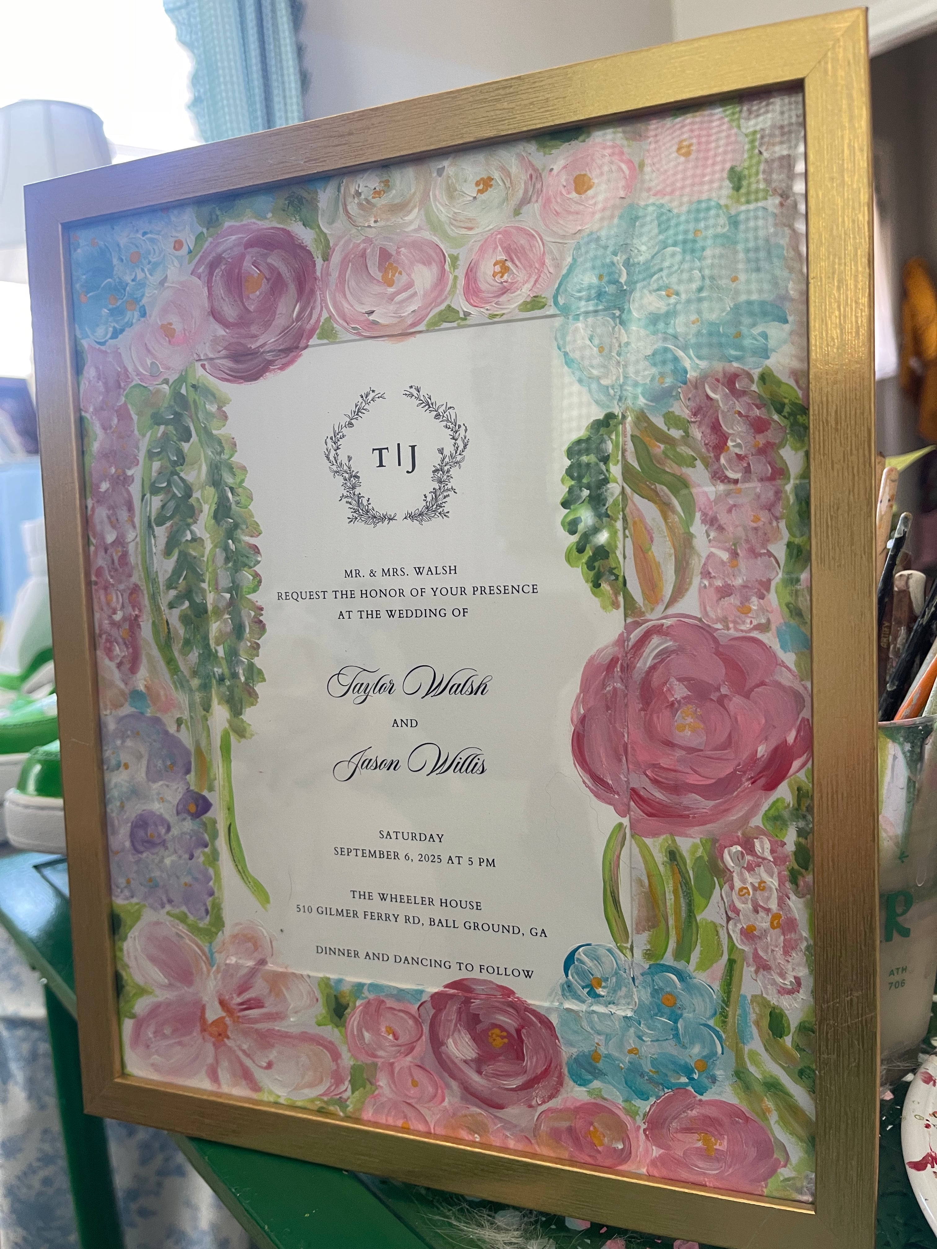 Painted and Framed Wedding Inivitation