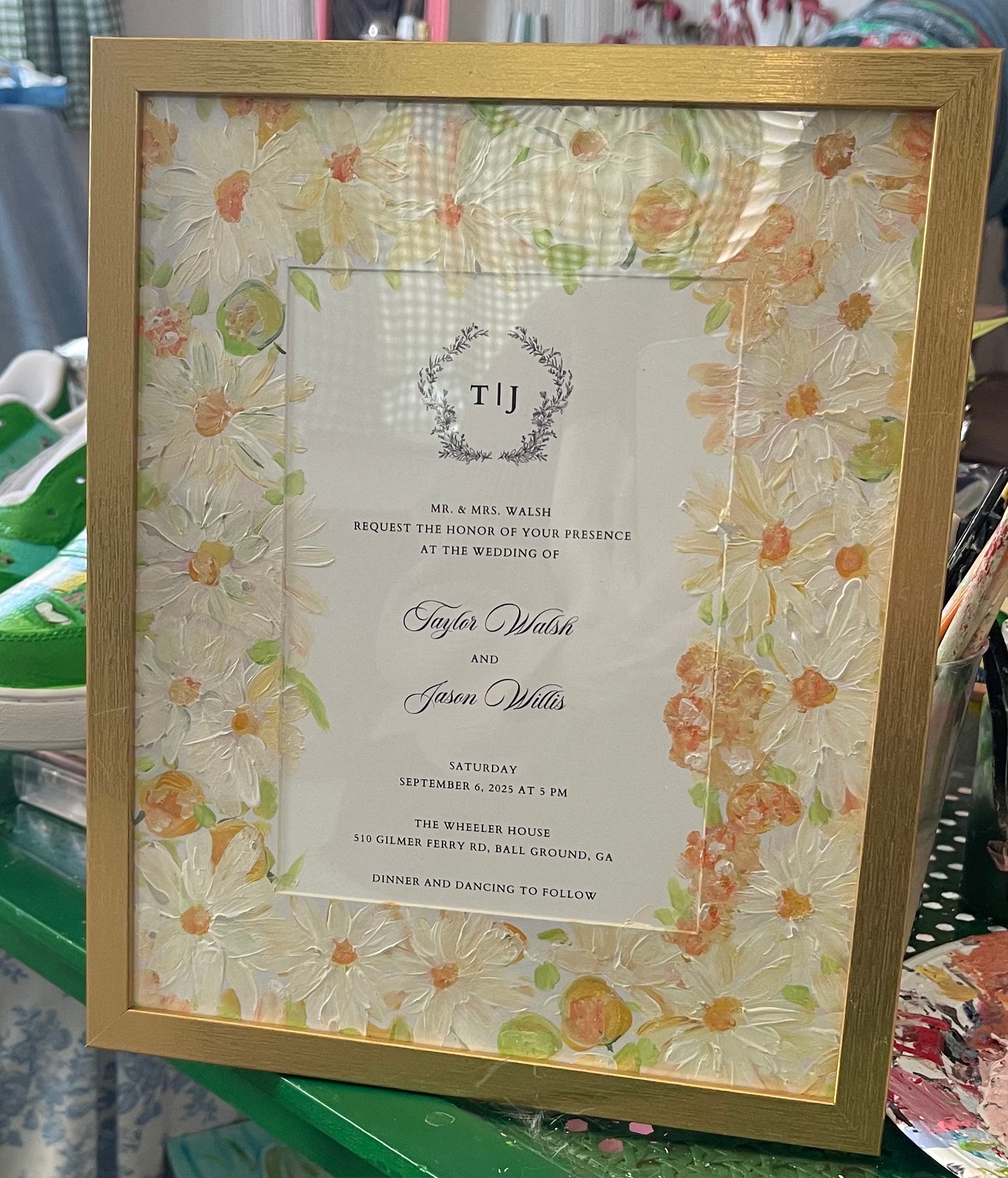 Painted and Framed Wedding Inivitation