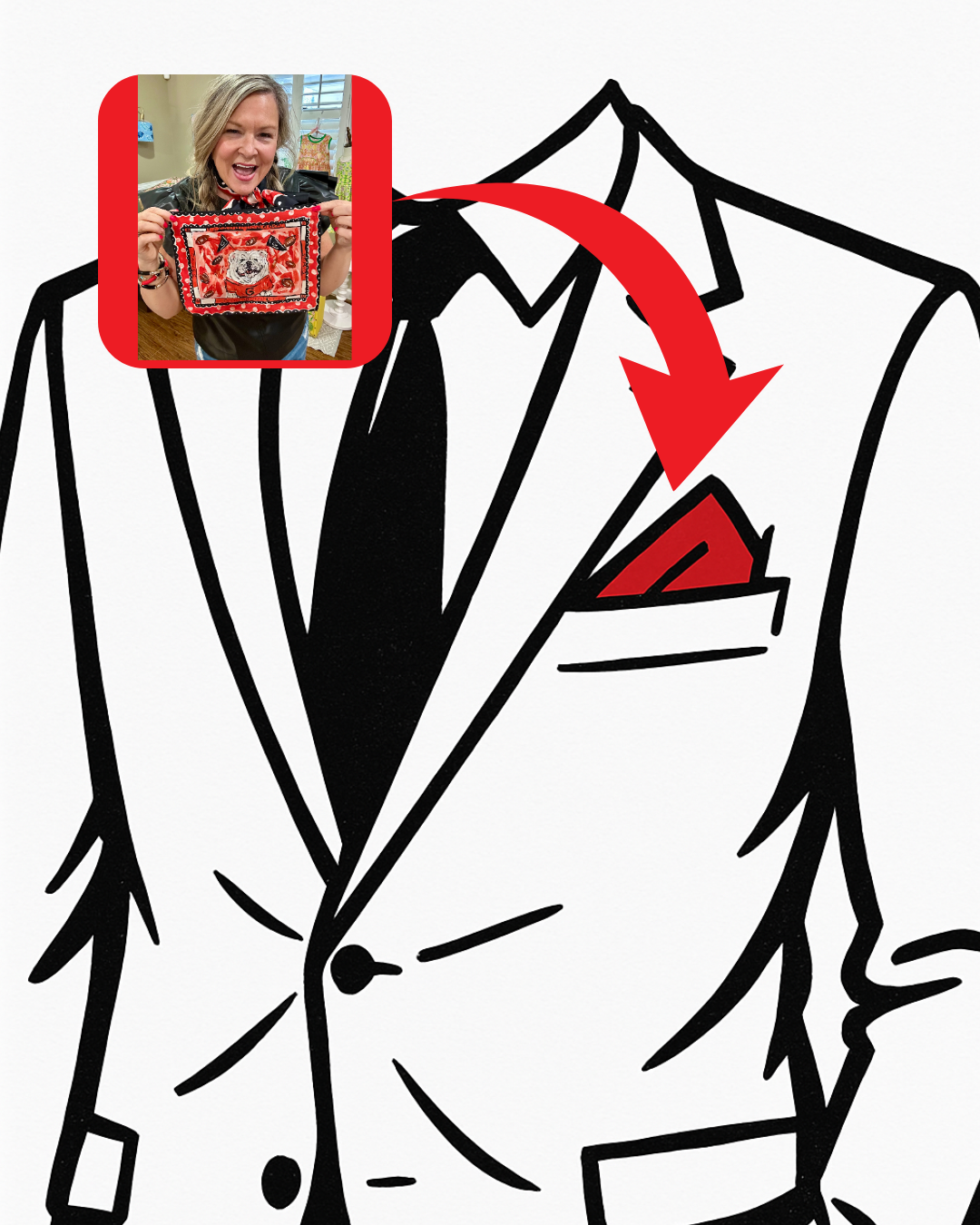 UGA 100% Silk Pocket Square