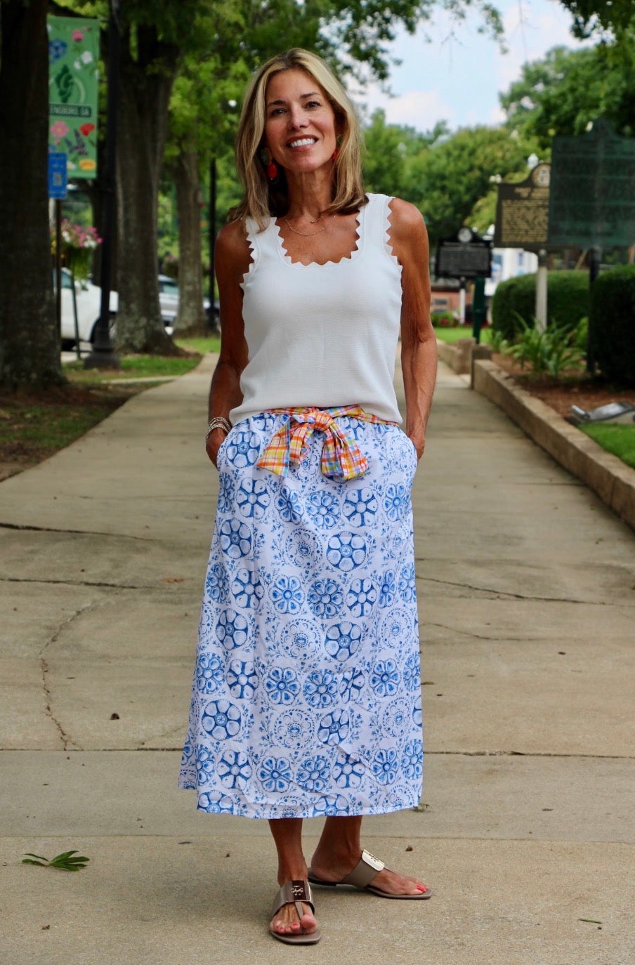 The Hadleigh Skirt in Blue Oyster Plate Fabric Summer 2026