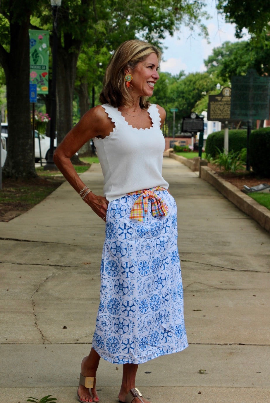 The Hadleigh Skirt in Blue Oyster Plate Fabric Summer 2026