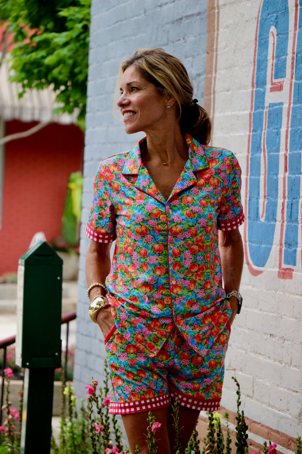 "Just Peachy" Two Piece Short Set PJs