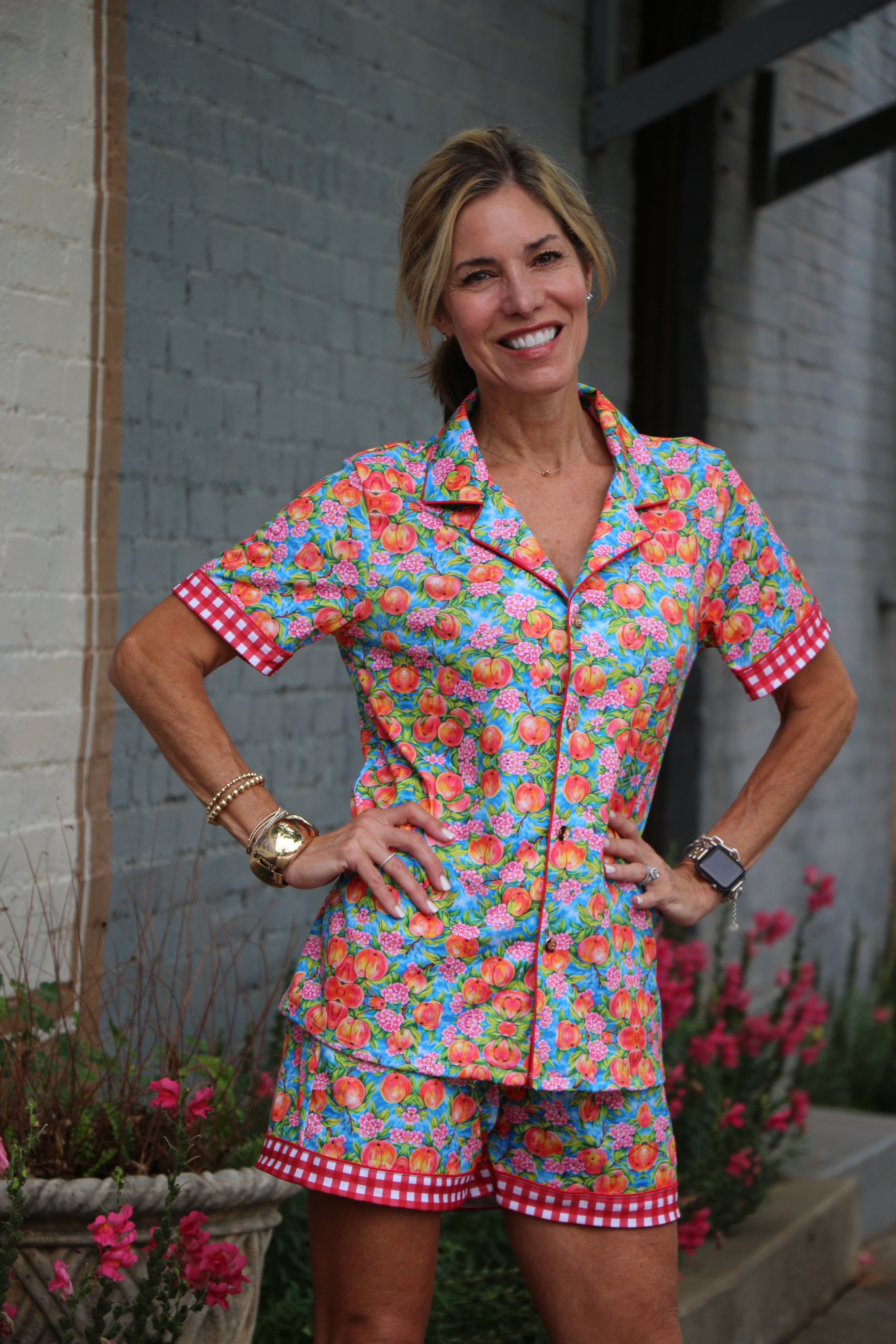 "Just Peachy" Two Piece Short Set PJs